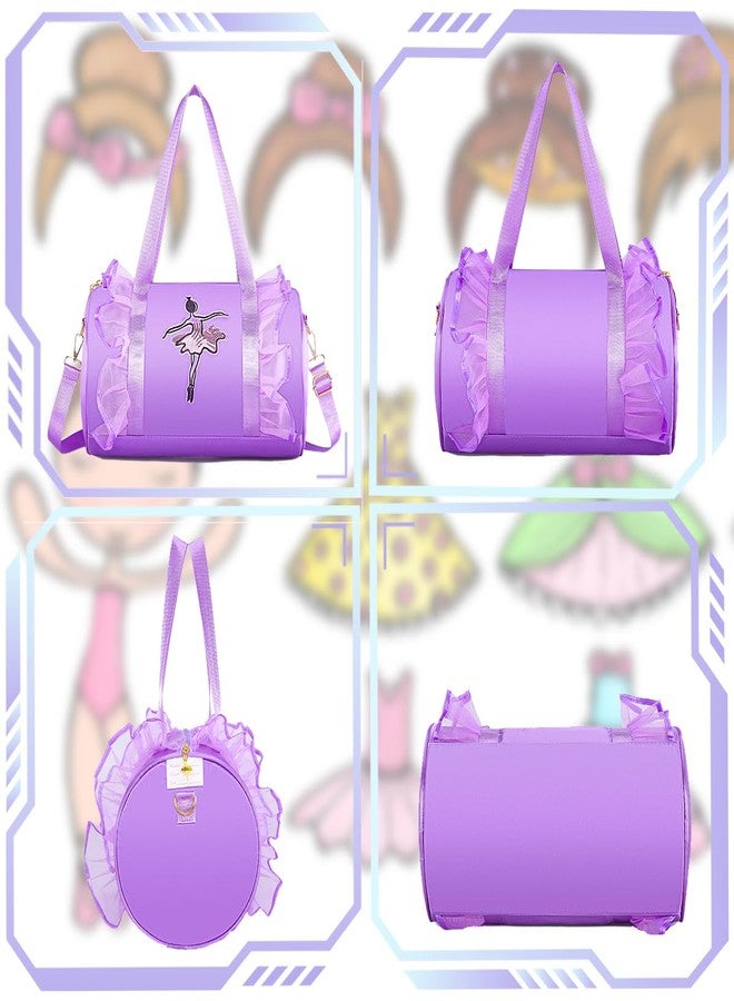 Dorlubel Cute Toddler Ballet Dance Bag for little Girl Tutu Dress Bag with Key Chain, Purple of Dancer, 12.8 x 7.1 x 7.1 inches - Image 3