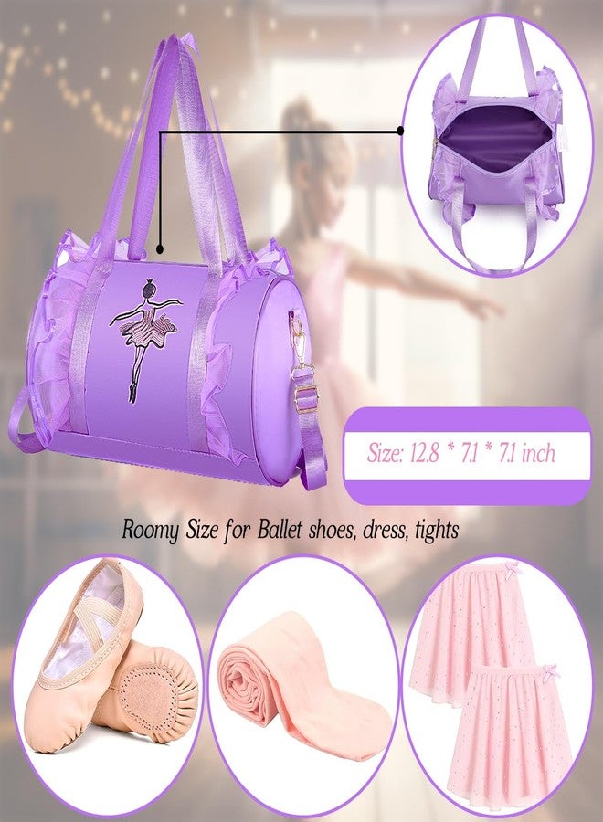 Dorlubel Cute Toddler Ballet Dance Bag for little Girl Tutu Dress Bag with Key Chain, Purple of Dancer, 12.8 x 7.1 x 7.1 inches - Image 2