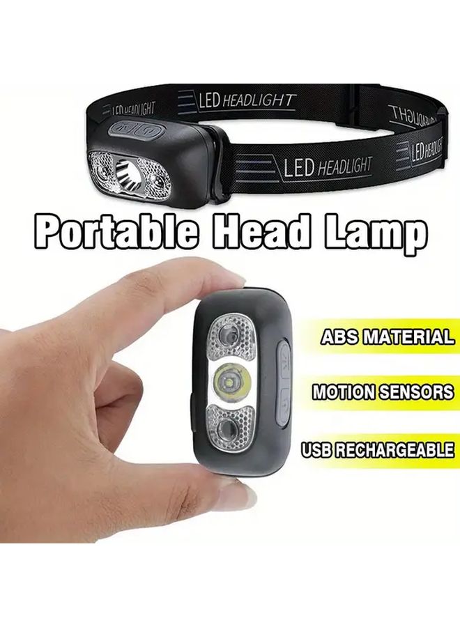 2pcs Head Lamp With Motion Sensor Bright LED Hands Free Flashlight For Hiking Fishing - Image 4
