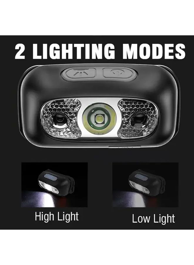 2pcs Head Lamp With Motion Sensor Bright LED Hands Free Flashlight For Hiking Fishing - Image 5