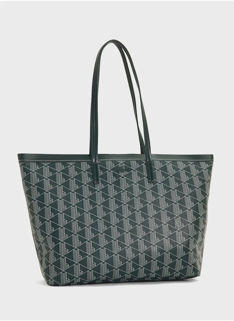 LACOSTE Monogram Top Handle Zip Over Tote