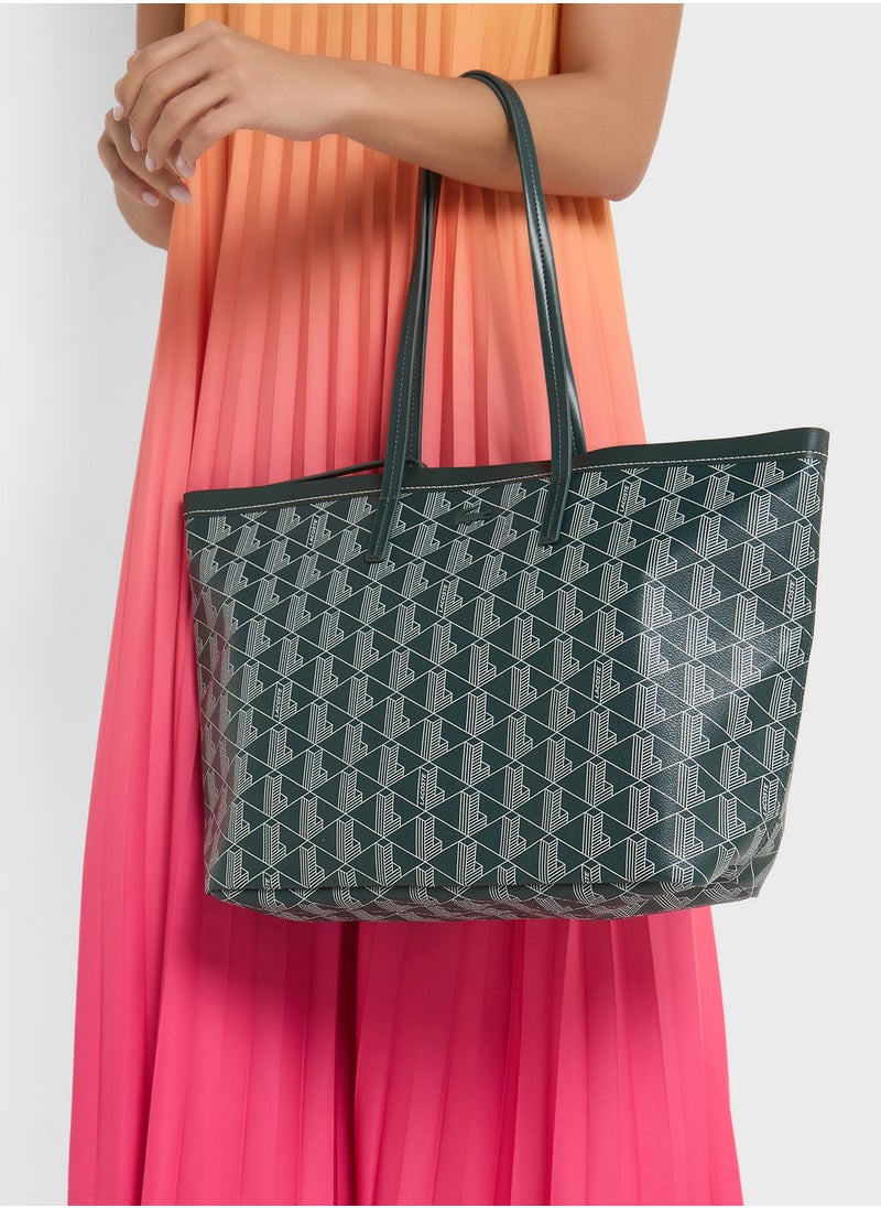 LACOSTE - Monogram Top Handle Zip Over Tote - Image 1