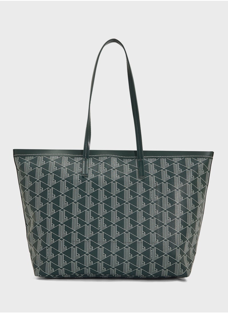 LACOSTE - Monogram Top Handle Zip Over Tote - Image 1