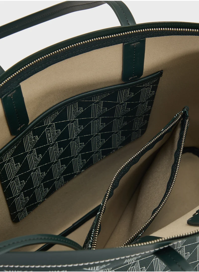 LACOSTE Monogram Top Handle Zip Over Tote
