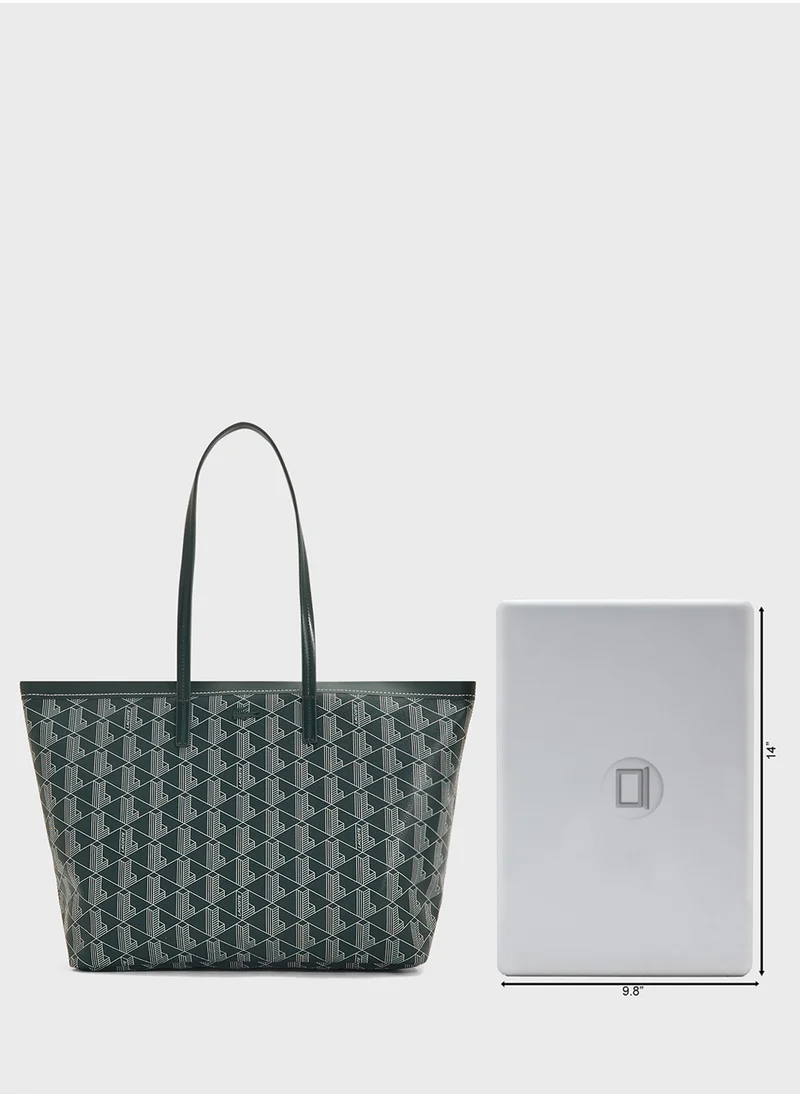 LACOSTE Monogram Top Handle Zip Over Tote