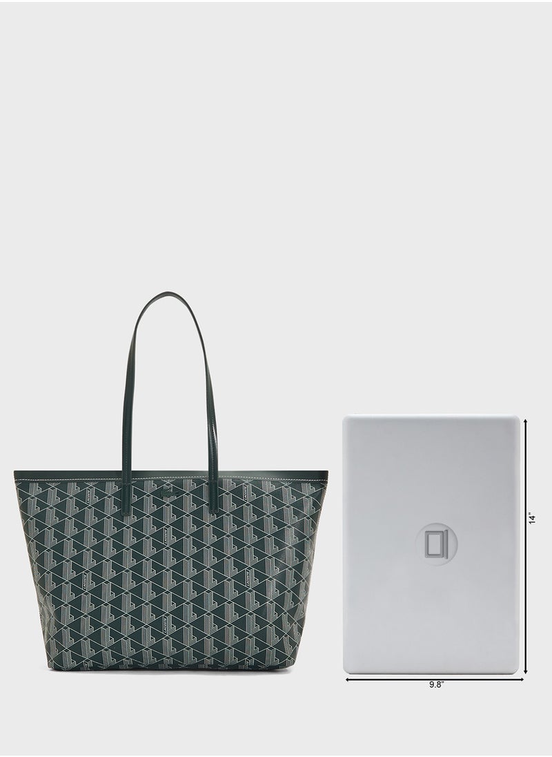 LACOSTE - Monogram Top Handle Zip Over Tote - Image 1