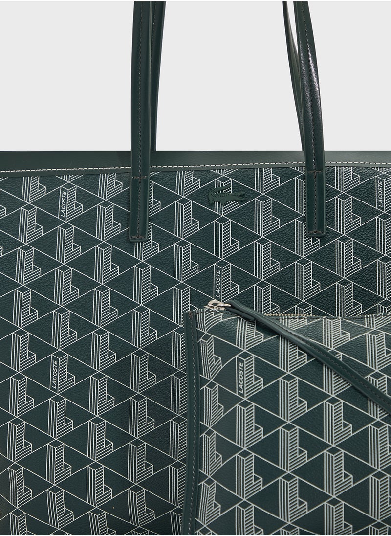 LACOSTE - Monogram Top Handle Zip Over Tote - Image 1
