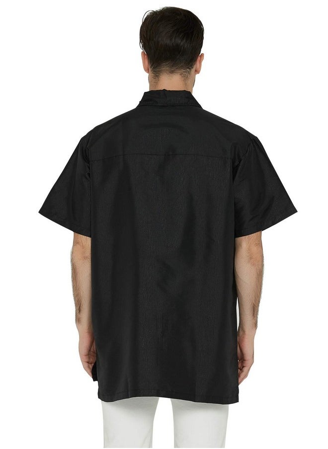 Perfehair PERFEHAIR Barber Jacket for Men, Hair Stylist Grooming Smock Vest Shirt, Black  - Image 2
