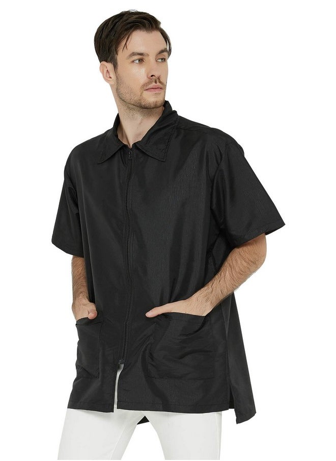 Perfehair PERFEHAIR Barber Jacket for Men, Hair Stylist Grooming Smock Vest Shirt, Black  - Image 1