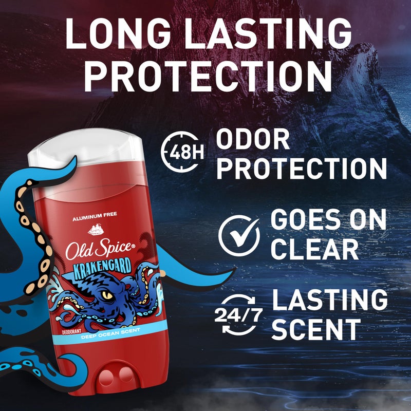 Old Spice Aluminum Free Deodorant for Men, 24/7 Odor Protection, 24/7 Freshness & Lasting Scent, Goes on Clear, Krakengard with Deep Ocean Scent, 3.0 oz (Pack of 2) - Image 2