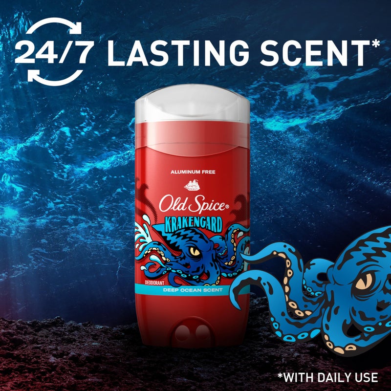 Old Spice Aluminum Free Deodorant for Men, 24/7 Odor Protection, 24/7 Freshness & Lasting Scent, Goes on Clear, Krakengard with Deep Ocean Scent, 3.0 oz (Pack of 2) - Image 4
