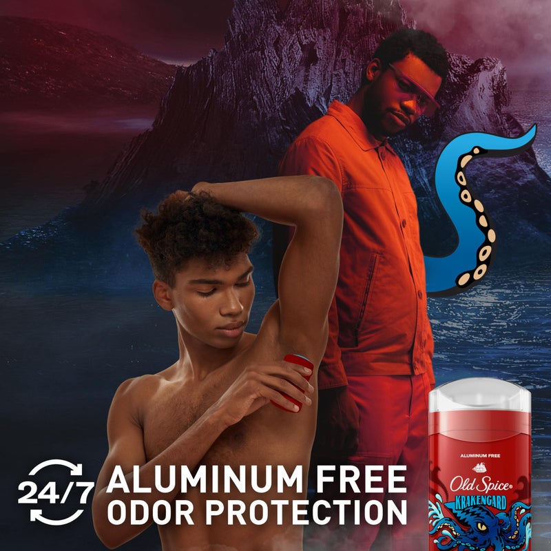 Old Spice Aluminum Free Deodorant for Men, 24/7 Odor Protection, 24/7 Freshness & Lasting Scent, Goes on Clear, Krakengard with Deep Ocean Scent, 3.0 oz (Pack of 2) - Image 3