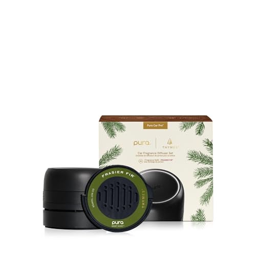 Thymes Frasier Fir Pura Car Diffuser – Pura Car Air Freshener with Refill – Frasier Fir Diffuser Refill with Notes of Crisp Siberian Fir Needles, Cedarwood & Sandalwood - Image 1