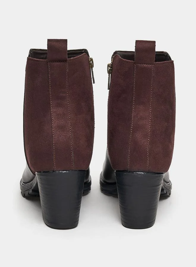 Styli Color Block Mid Shaft Block Heel Boots