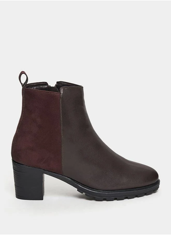 Styli Color Block Mid Shaft Block Heel Boots