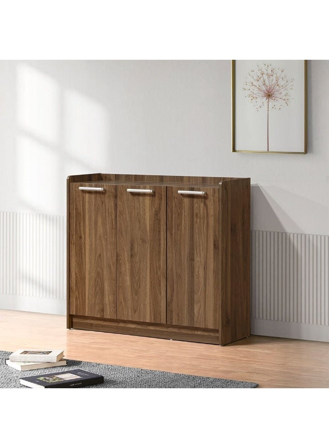 DANUBE HOME Supreme 3-Door Shoe Rack – Large Shoe Storage Cabinet for 24 Pairs, Space-Saving Organizer for Entryway, Bedroom, Closet – Durable & Stylish Shoe Stand - Light Walnut - Image 1