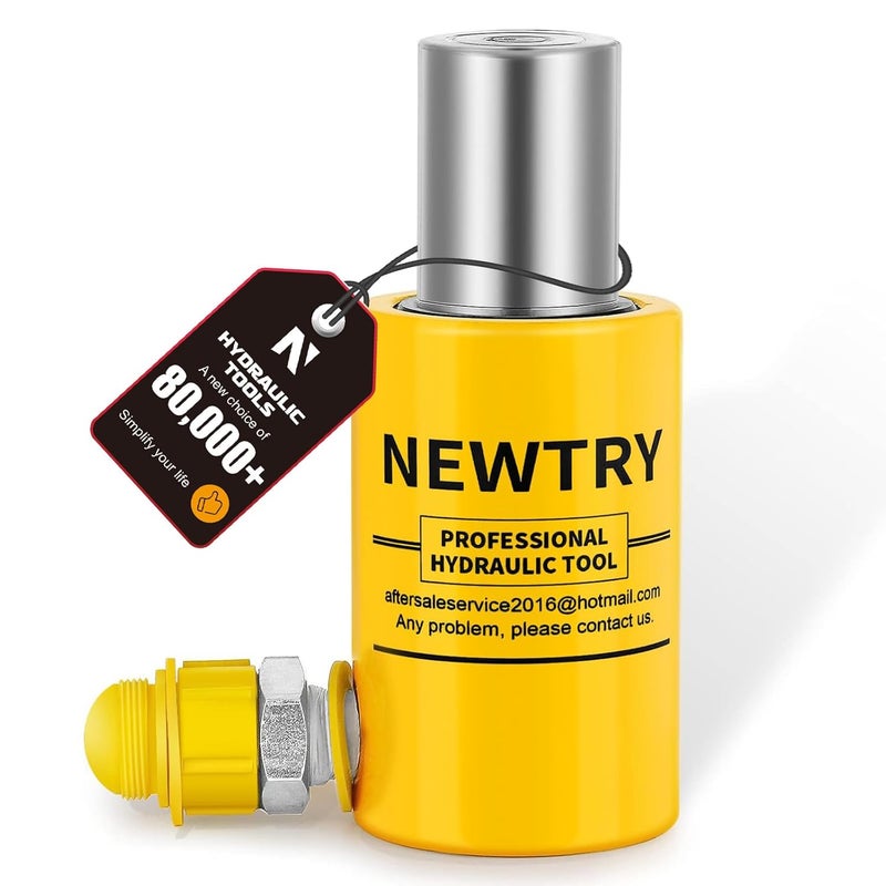 NEWTRY 10 ton Hydraulic Ram Jack Cylinder Short Type 2” Stroke Porta Power Ram Industrial Lifting Jack Retract Automatically for Shipping Building Construction - Image 1