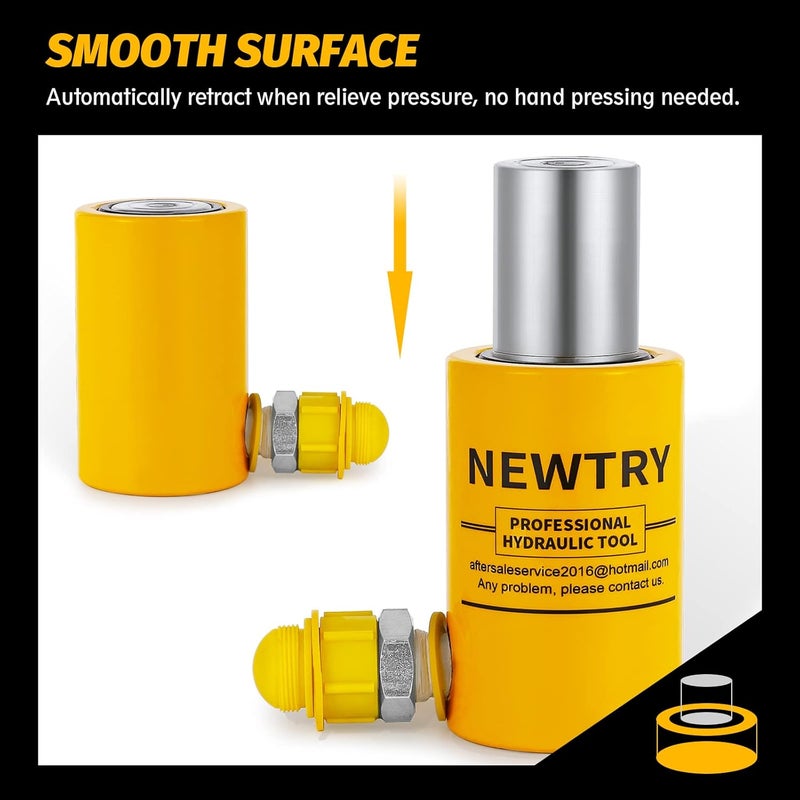 NEWTRY 10 ton Hydraulic Ram Jack Cylinder Short Type 2” Stroke Porta Power Ram Industrial Lifting Jack Retract Automatically for Shipping Building Construction - Image 5