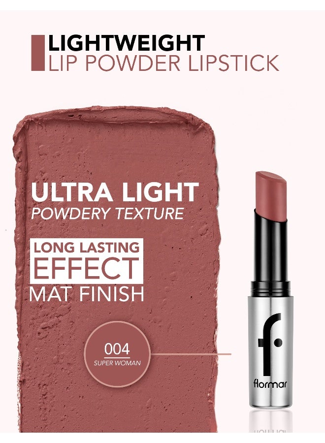 flormar Lightweight Lip Powder – 004 Super Woman – Matte Finish Lip Color, Powder-Soft Texture, Lightweight Feel, Smooth Comfortable Wear - Image 4