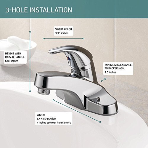 Peerless Centerset Bathroom Faucet Chrome, Bathroom Sink Faucet, Single Handle, Chrome P131LF - Image 3