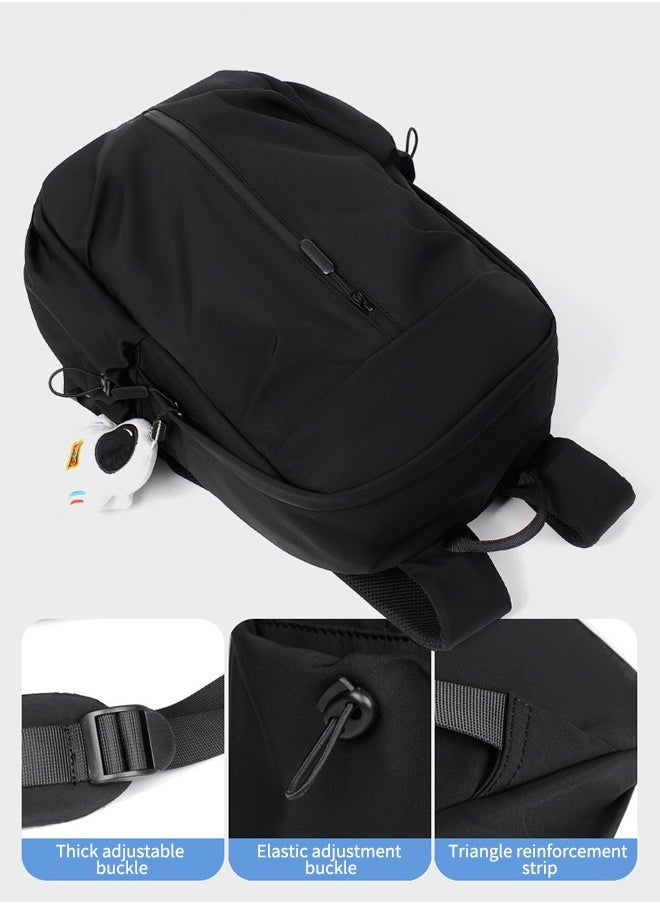 Generic New Style Polyester Anti-theft Business Backpack Waterproof Bookbag Large Capacity School Bag With Astronaut Pendant Black  - Image 5