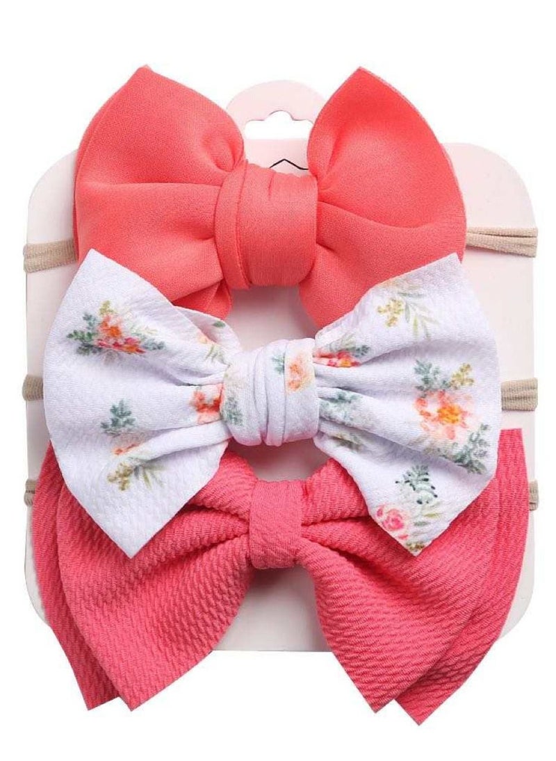 The Girl Cap The Girl Cap Elastic Baby Headband Stretchable Nylon Assorted Hairbands Hair Accessories for Baby - Peach  - 3PCs  - Image 1