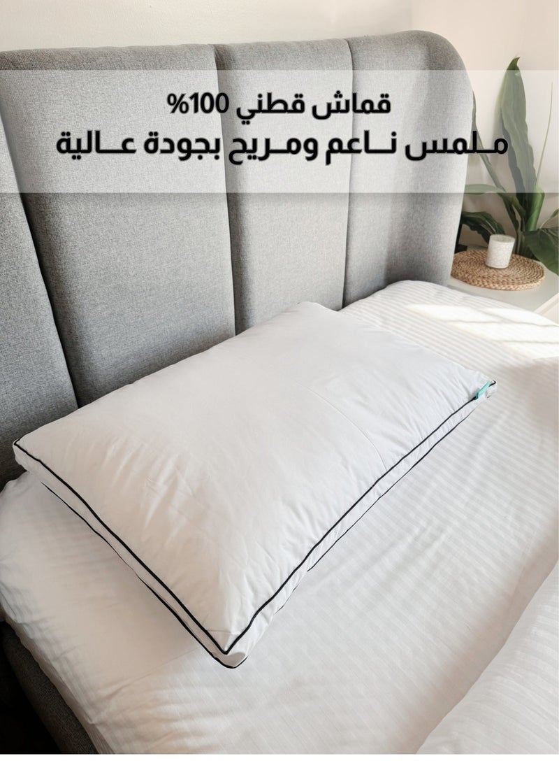 زابروس وسائد زابروس الأصلية 75x50 سم، 1200 جرام بديل الريش، ناعمة ومريحة للتبريد، مضادة للحساسية، وسادة سرير بجودة الفنادق لدعم ونوم عميق (حافة مزدوجة سوداء) - Image 4