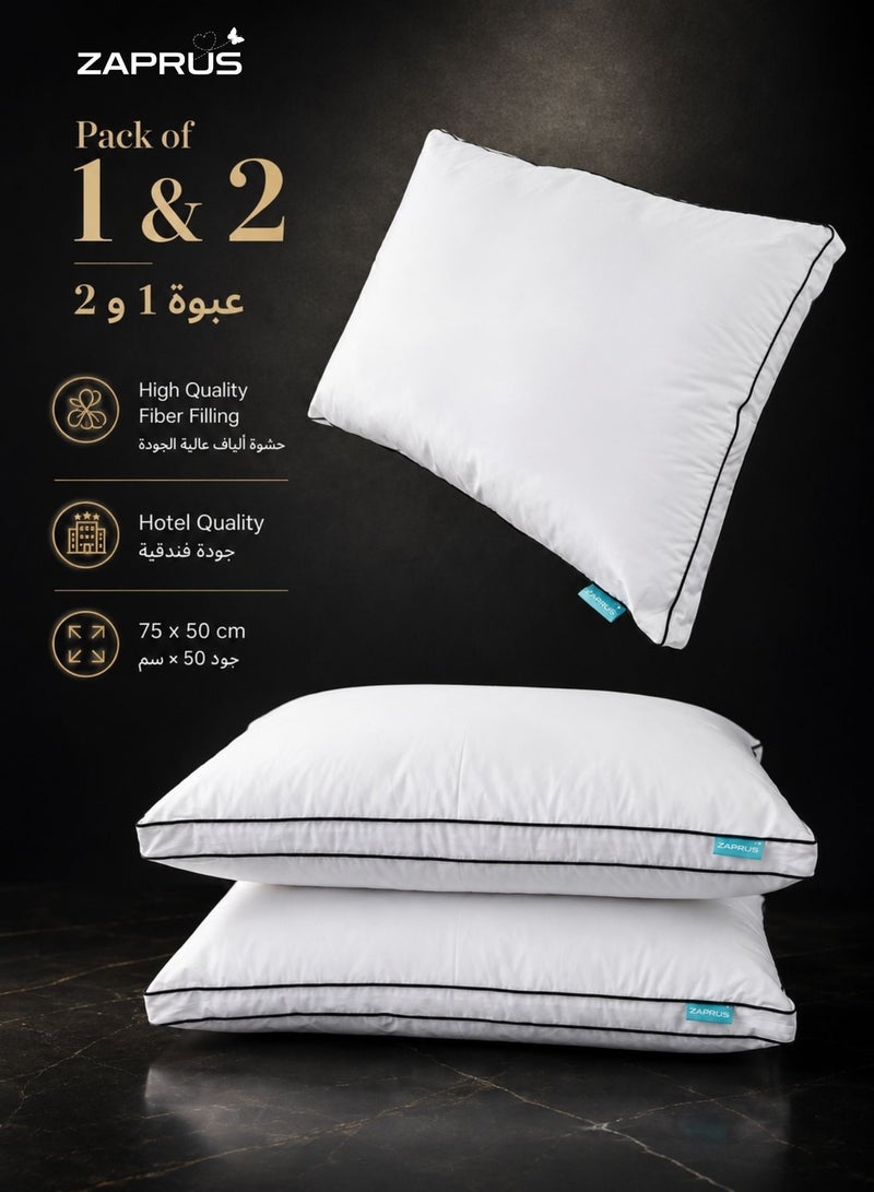 Zaprus Bed Pillow 1200g Hotel Quality 75x50 cm Down Alternative Soft Deep Sleep (Double Brim) - Image 1