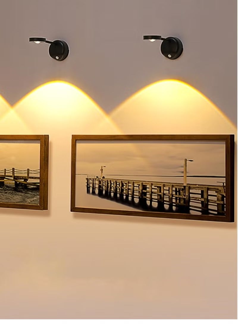 ريد ليف مصباح حائطي LED على شكل عين قطة مزود بمستشعر حركة، قابل لإعادة الشحن، يدور 360 درجة، مناسب للممرات والجدران والسلالم وغرف الأطفال - Image 1