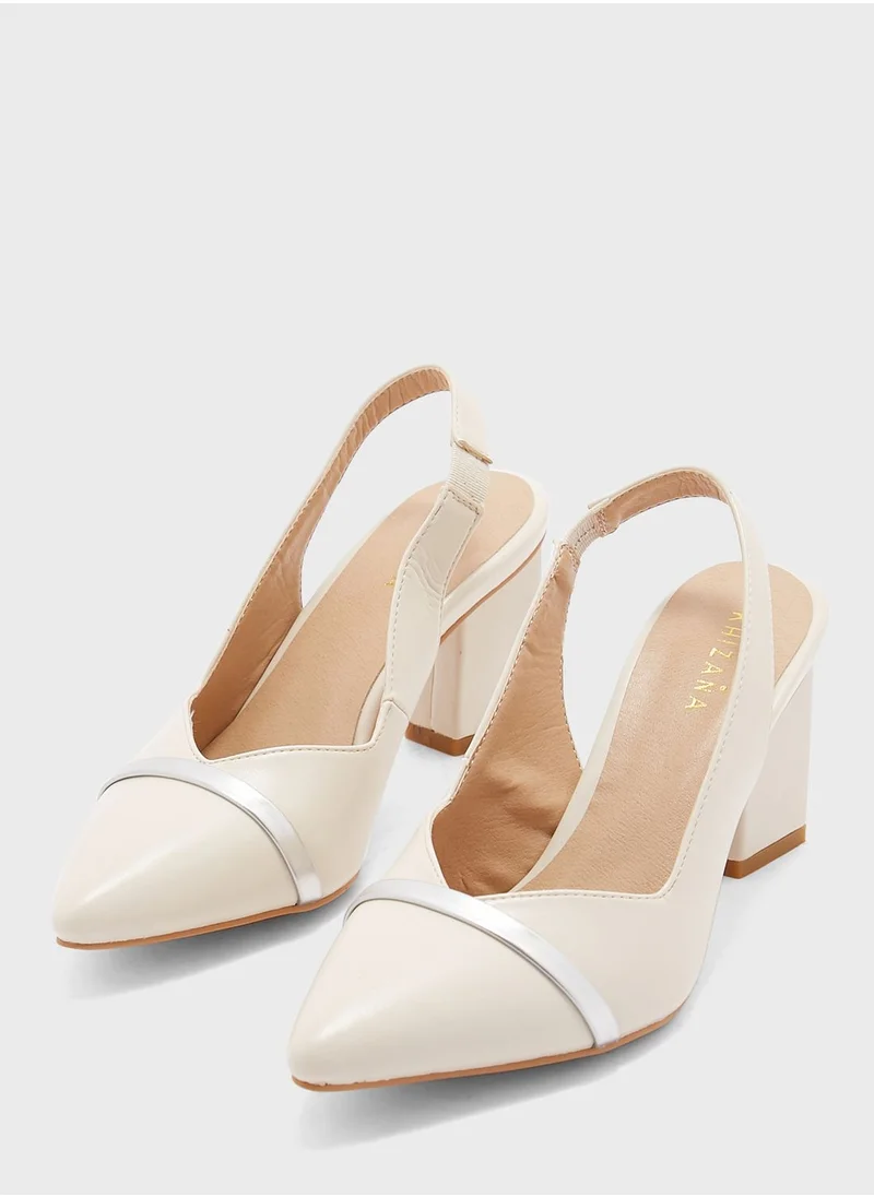 Khizana Metallic Trim Detail Slingback Pointed Pump