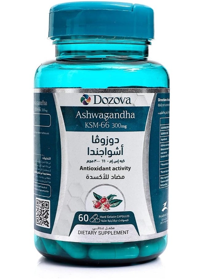 Dozova - Ashwagandha,100% Pure Premium Grade KSM-66 Ashwagandha Root Extract (Withania somnifera) 300 mg, Stress Relief, Mood Enhancer, Immune & Thyroid Support, 60 Capsules. - Image 1