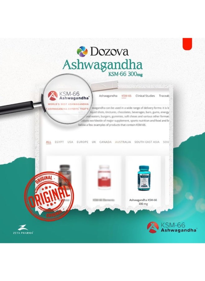 Dozova - Ashwagandha,100% Pure Premium Grade KSM-66 Ashwagandha Root Extract (Withania somnifera) 300 mg, Stress Relief, Mood Enhancer, Immune & Thyroid Support, 60 Capsules. - Image 1