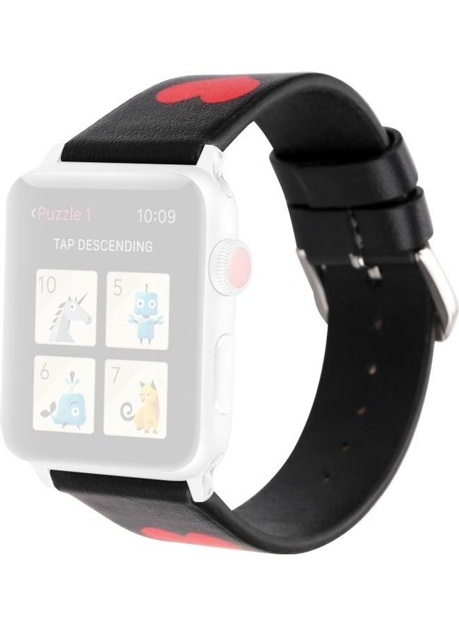 نيبمينينت سوار ساعة بديل من الجلد بطبعة كلمة" لساعة أبل سيريز 7/6/SE/5/4/3/2/1 مقاس 38/40/41 ملم أسود - Image 1