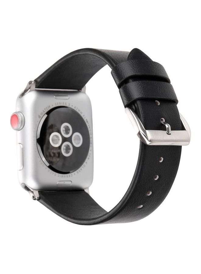 نيبمينينت سوار ساعة بديل من الجلد بطبعة كلمة" لساعة أبل سيريز 7/6/SE/5/4/3/2/1 مقاس 38/40/41 ملم أسود - Image 2