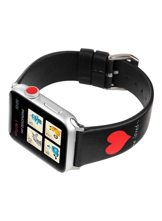 نيبمينينت سوار ساعة بديل من الجلد بطبعة كلمة" لساعة أبل سيريز 7/6/SE/5/4/3/2/1 مقاس 38/40/41 ملم أسود - Image 3