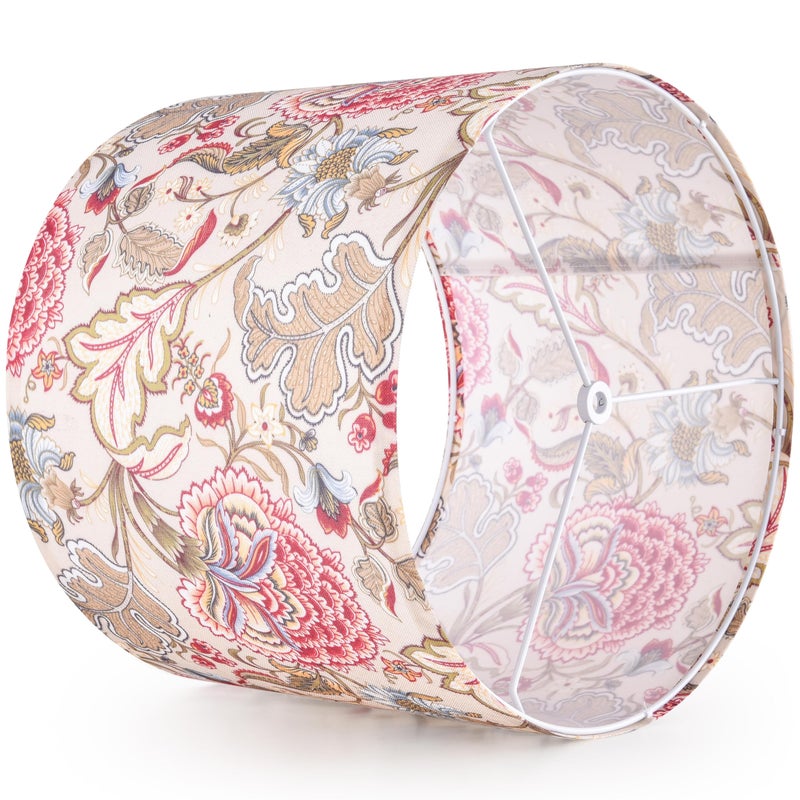 GO&SO GOSO 2pcs Medium Lampshade Polyester Fiber Printing Flowers Plants Drum Lamp Shade For TableLamp,Floor Lamps,Diy Pendant Light,Spider Fitter 13 "Top x 13" Bottom x 10 "High,Assembly Required - Image 5