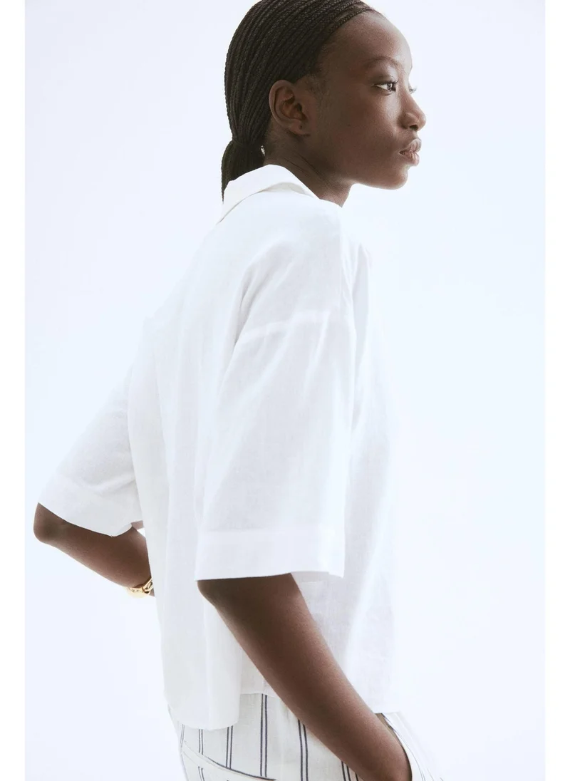 اتش اند ام Linen-blend shirt
