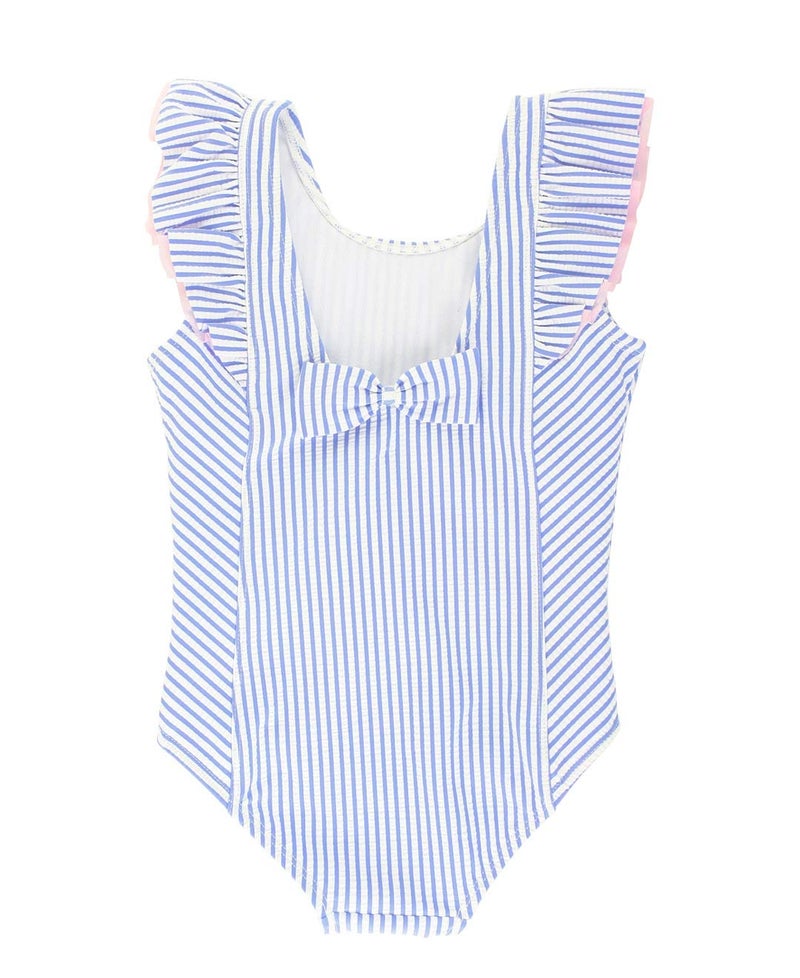 RuffleButtsÂ® Girls Periwinkle Blue Seersucker Waterfall One Piece - 4T - Image 4