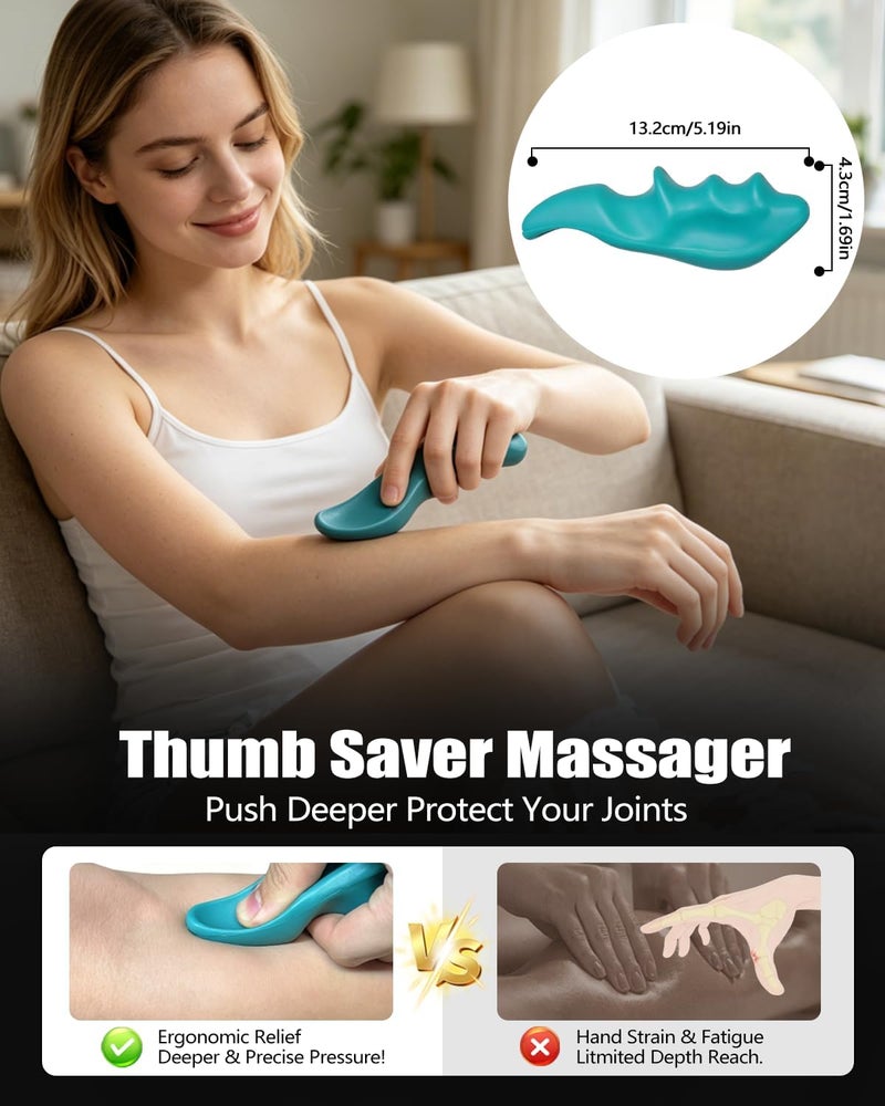 Abnaok Manual Trigger Point Massage Tool and Thumb Saver for Full Body Deep Tissue, With 3-Legged Knobs, Stress Relief - Image 4