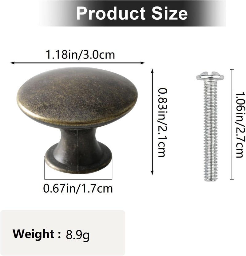 Vintage red copper cabinet door round handle, 12 pieces set, with screws, suitable for drawer, wardrobe, cabinet and other furniture, 30x21mm - Image 2
