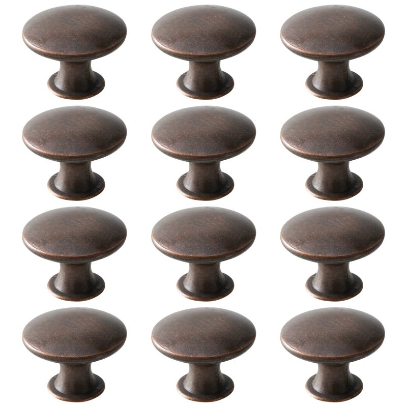 Vintage red copper cabinet door round handle, 12 pieces set, with screws, suitable for drawer, wardrobe, cabinet and other furniture, 30x21mm - Image 1
