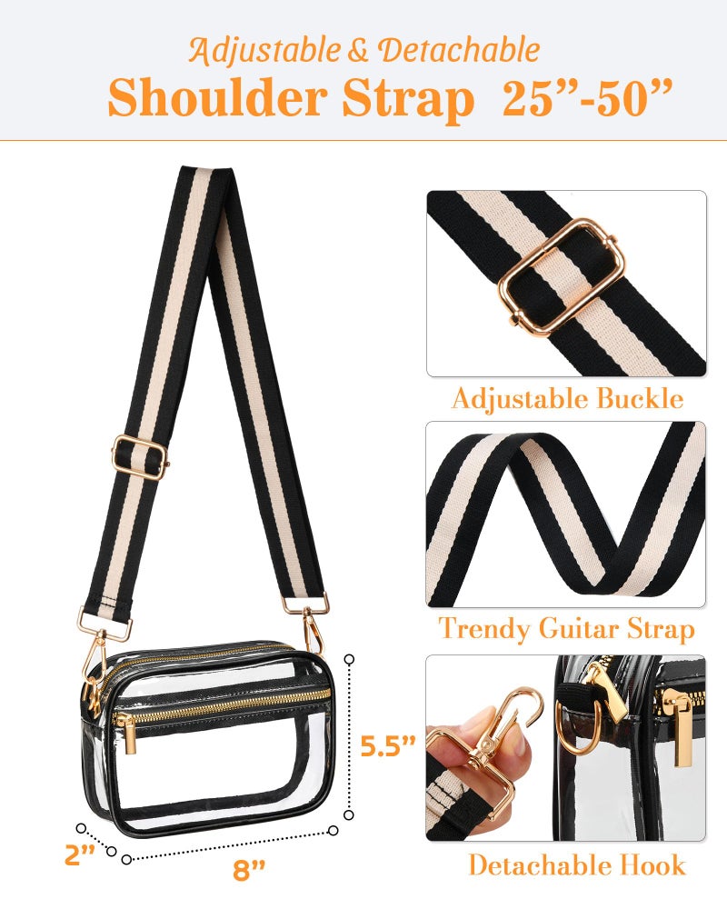 FANGSUN Clear Crossbody Bag Stadium Approved, Clear Purse for Women, Transparent Shoulder Messenger Handbag for Concert Sport - Image 3