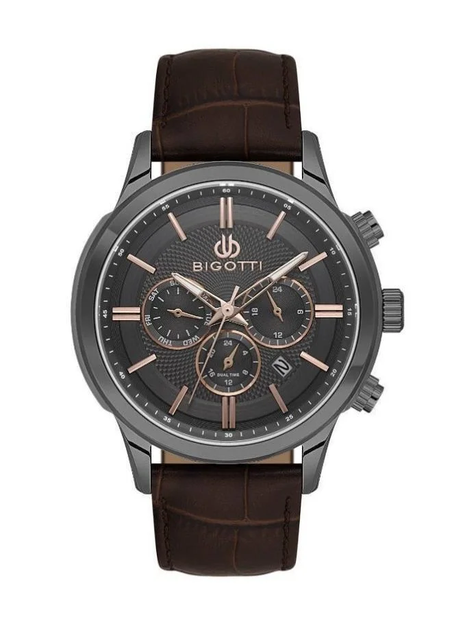 Bigotti Bigotti - Quotidiano Men Watch | Genuine LeatherBrass Case | Analog | Round Dial | Mineral Glass | Japanese Quartz | Water Resistant 50 Meters