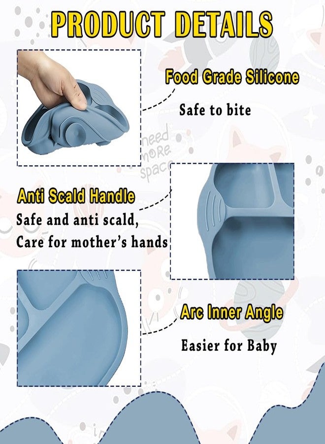 Tony Stark Newborn Essentials Baby Feeding Set, Suction Plate Set for Toddlers, Babies, Kids Plates for Food with Spoon Fork, Silicone Set (Blue) - Image 4