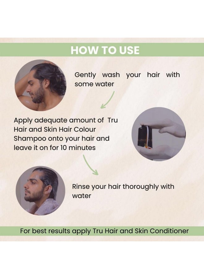 TRU HAIR - & Skin Black Hair Colour Shampoo For Men & Women | Grey Coverage In 10 Mins | Natural, Safe & Organic With Almond Oil & Henna | Gentle Colour For Head, Mustache, Beard | Sulfate-Free - 100Ml - Image 1