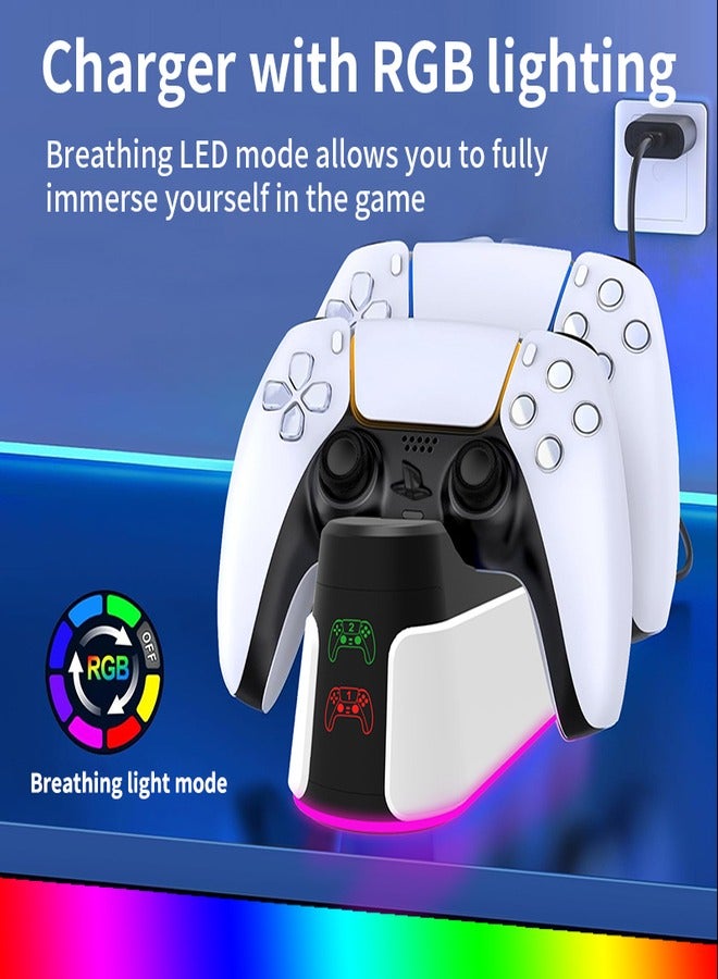 PS5 Charging Station, Fast Charge PS5 Charger Dock, Adjustable RGB Light Dual Charging Dock  - Image 3