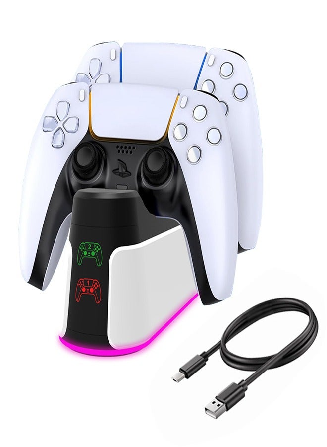PS5 Charging Station, Fast Charge PS5 Charger Dock, Adjustable RGB Light Dual Charging Dock  - Image 1