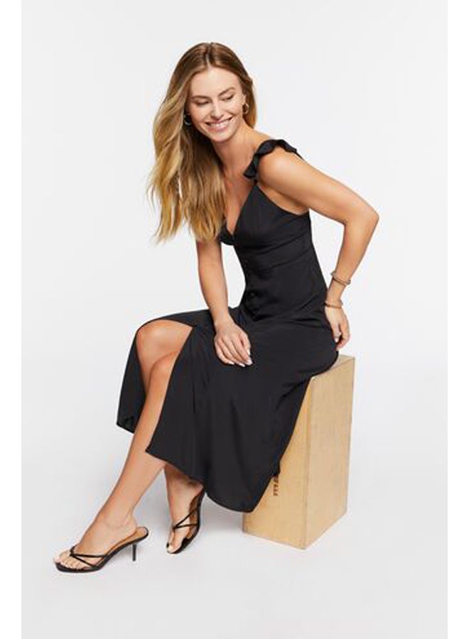 FOREVER 21 Satin Button-Front Midi Dress - Image 4