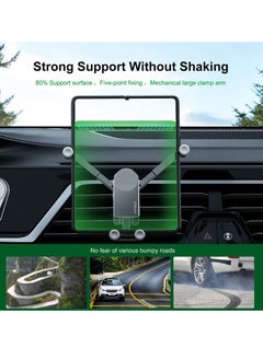 KASTWAVE Car Phone Holder, Aluminum Z Fold 3 Car Mount Vent Holder, Compatible Gravity Cell Phone Holder for Samsung Galaxy Z Fold 3, Z Fold 2, S21 S20 Mobile Devices Under 8 inch  - Image 1