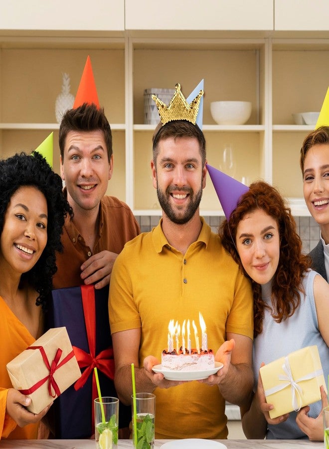 ولهيف طوق رأس مزين بالترتر على شكل تاج، طوق شعر ذهبي لامع، إكسسوارات شعر للبنات والسيدات، مناسب لحفلات أعياد الميلاد وحفلات الكريسماس (ذهبي) - Image 5